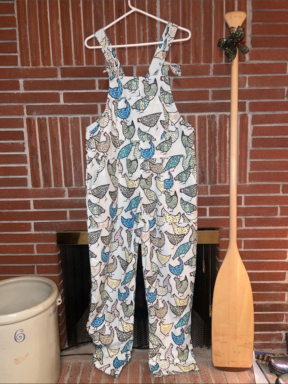 LA Soul Retro Chicken Print corduroy overalls